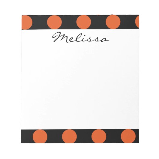 Monogram Black Oranje Chic Polka Dot Pattern Notitieblok (Voorkant)