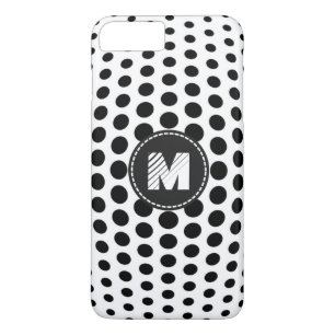Monogram Black Polka Dots Pattern iPhone 8 Plus / 7 Plus Hoesje