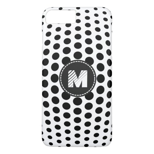 Monogram Black Polka Dots Pattern Case-Mate iPhone Case (Achterkant)