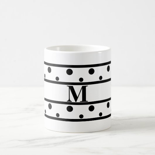 Monogram Black Polka Dots White Koffiemok (Center)
