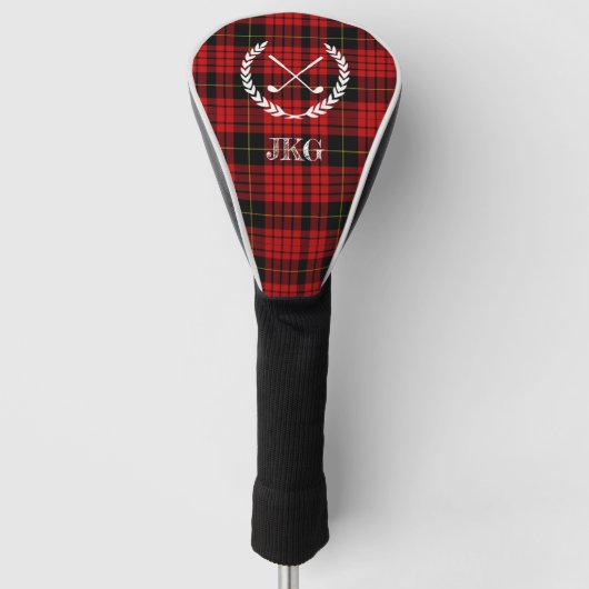 Monogram Black Red Wallace Tartan Golfheadcover (Voorkant)