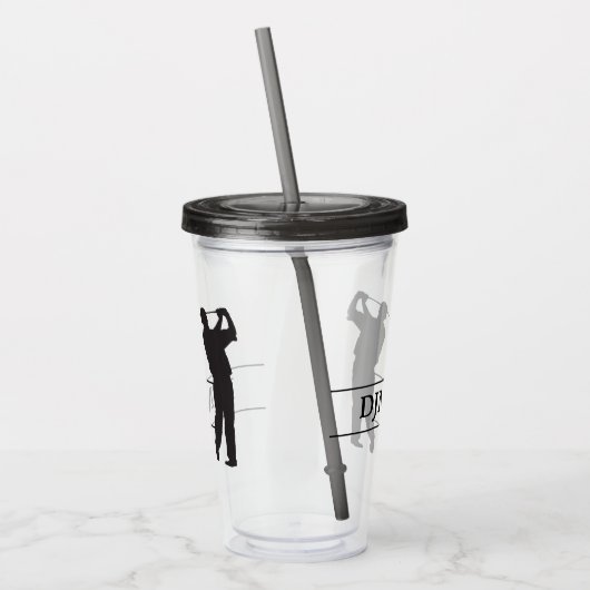 Monogram Black Silhouette Golfer Acryl Drinkbeker (Links)
