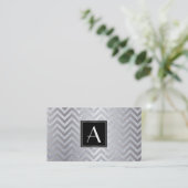 Monogram Black/Silver Box Chevron Glitter Visitekaartje (Staand voorkant)