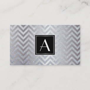 Monogram Black/Silver Box Chevron Glitter Visitekaartje