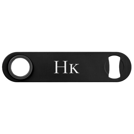 Monogram Black Simple Modern Elegant Monogrammed Speed Flessenopener (Voorkant (Horizontaal))