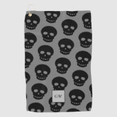 Monogram Black Skull Grey Gothic Pattern Novelty Golfhanddoek (Voorkant)