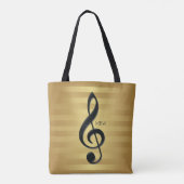 Monogram Black Treble Clef op Golden Stripes Draagtas (Achterkant)