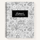 Monogram Black White Artist Sketchbook Notitieboek (Voorkant)