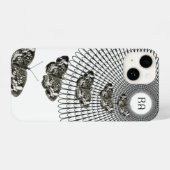 Monogram Black White Butterfly Trail iPhone Hoesje (Achterkant horizontaal)
