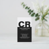 Monogram Black White Consultant Visitekaartje (Staand voorkant)