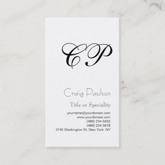 Monogram Black White Consultant Visitekaartje (Voorkant)