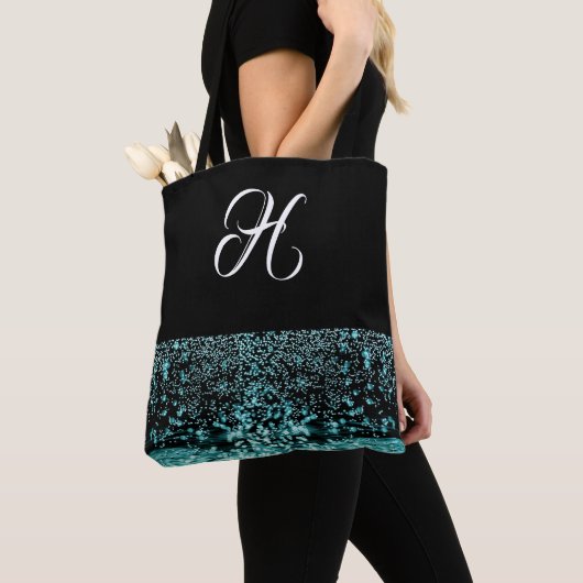 Monogram Black White Elegant Water Bubble Draagtas (Dichtbij)