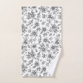 Monogram Black White Floral Pattern Bad Handdoek (Handdoek)
