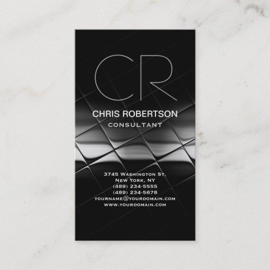 Monogram Black White Grey Consultant Visitekaartje (Voorkant)