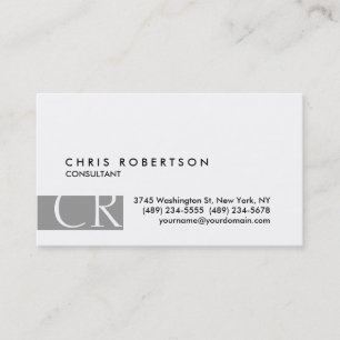 Monogram Black White Grey Stripe Visitekaartje