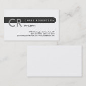 Monogram Black White Grey Stripe Visitekaartje (Voorkant / Achterkant)