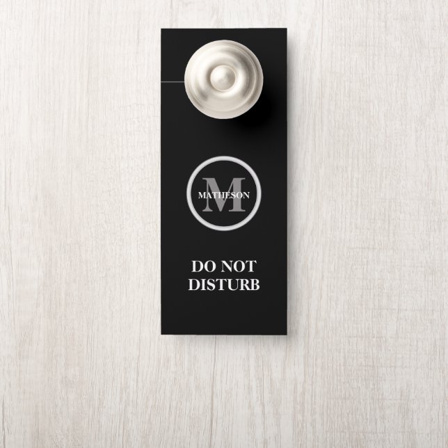 Monogram Black white Hotel Guest do not disturb (Op knop)