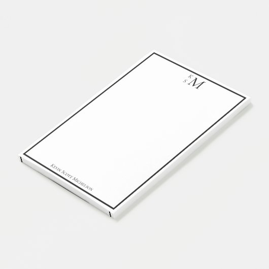 Monogram Black White Professional Elegant Post-it® Notes (Schuin)