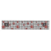 Monogram Black White Pset Red Glitter Snowflakes Medium Tafelloper (Horizontaal)