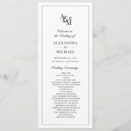 Monogram Black White Simple Minimalist Weddenschap Programma