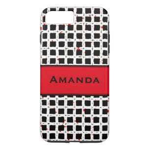 Monogram Black White Trendy Elegant Pattern iPhone 8 Plus / 7 Plus Hoesje