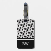 Monogram Black White Voetbal Pattern Bagagelabel (Achterkant verticaal)