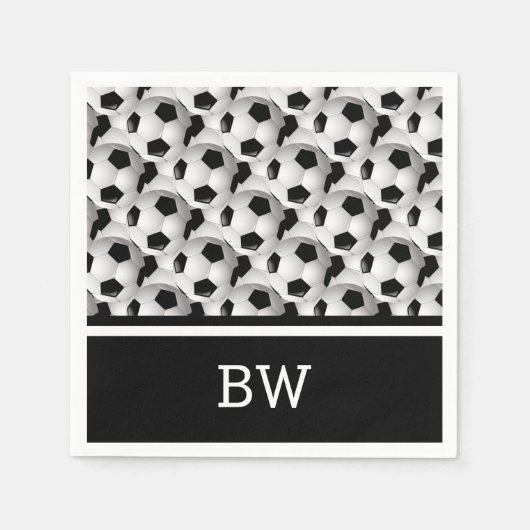 Monogram Black White Voetbal Pattern Servet (Voorkant)