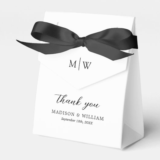 Monogram Black White Wedding Favor Box Bedankdoosjes (Voorkant Zijde)