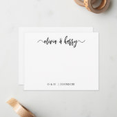 Monogram Black White Wedding Note Kaart Notitiekaartje (Voorkant / Achterkant in situ)