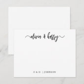 Monogram Black White Wedding Note Kaart Notitiekaartje (Voorkant / Achterkant)