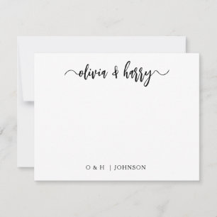 Monogram Black White Wedding Note Kaart Notitiekaartje