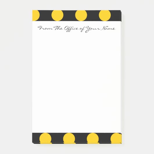 Monogram Black Yellow Chic Polka Dot Pattern Post-it® Notes (Voorkant)