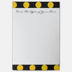 Monogram Black Yellow Chic Polka Dot Pattern Post-it® Notes
