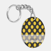 Monogram Black Yellow Chic Polka Dot Pattern Sleutelhanger (Voorkant Links)