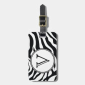 Monogram Black Zebra Stripes Personalized Bag Labe Bagagelabel (Voorkant verticaal)