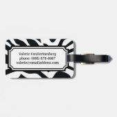 Monogram Black Zebra Stripes Personalized Bag Labe Bagagelabel (Achterkant horizontaal)
