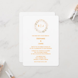 Monogram Blad Crest Oranje Witte Klasse Trouw Kaart