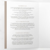 Monogram blad hart bruin geelbruin wit bruiloft drieluik uitnodiging (Binnenzijde eerst)