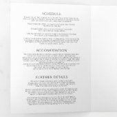 Monogram blad hart zwart wit bruiloft all-in-one drieluik uitnodiging (Binnenzijde eerst)