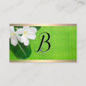 Monogram | Bladeren bloemen Visitekaartje (Voorkant)