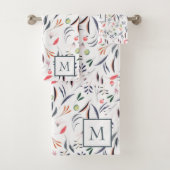 monogram bladeren en veren bad handdoek (Insitu)