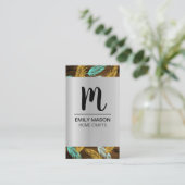 Monogram / Bladeren Houten Afwerking / Palmblad Visitekaartje (Staand voorkant)