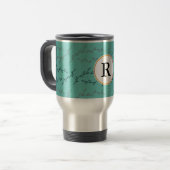 monogram & bladeren reisbeker (Voorkant links)