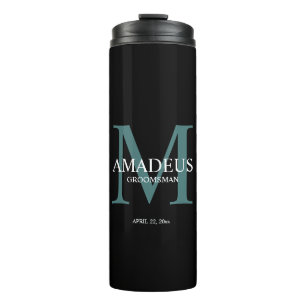 Monogram Blauw benoemde thermische tumbler Thermosbeker