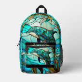 Monogram Blauw Blauwgroen Dolfijn Vlekglas look Bedrukte Rugzak (Voorkant)