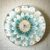 Monogram Blauw Blauwgroen Goud Bloemen Mandala Dartbord