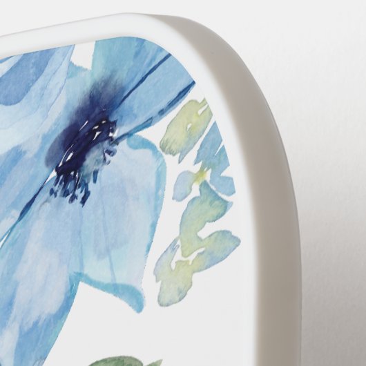 Monogram Blauw Bloemen Botanische Pickleball Paddl Pickleball Paddle (Links Detail)