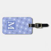 Monogram blauw cirkelpatroon bagagelabel (Voorkant horizontaal)