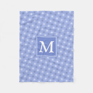 Monogram blauw cirkelpatroon fleece deken