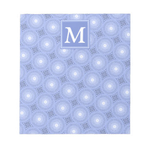 Monogram blauw cirkelpatroon notitieblok